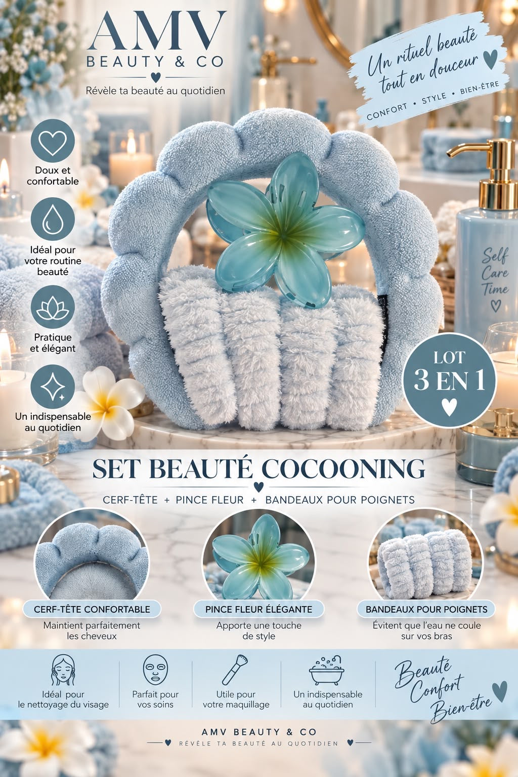 Kit accessoires cheveux bleu 🩵