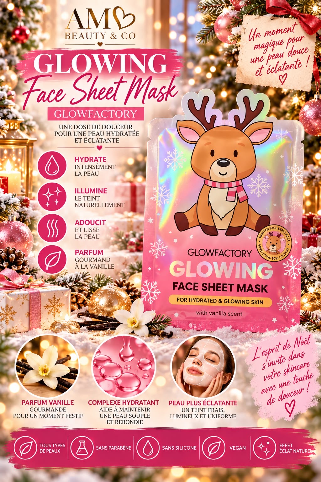 Masque visage à la vanille en motif cerf 🦌🤎