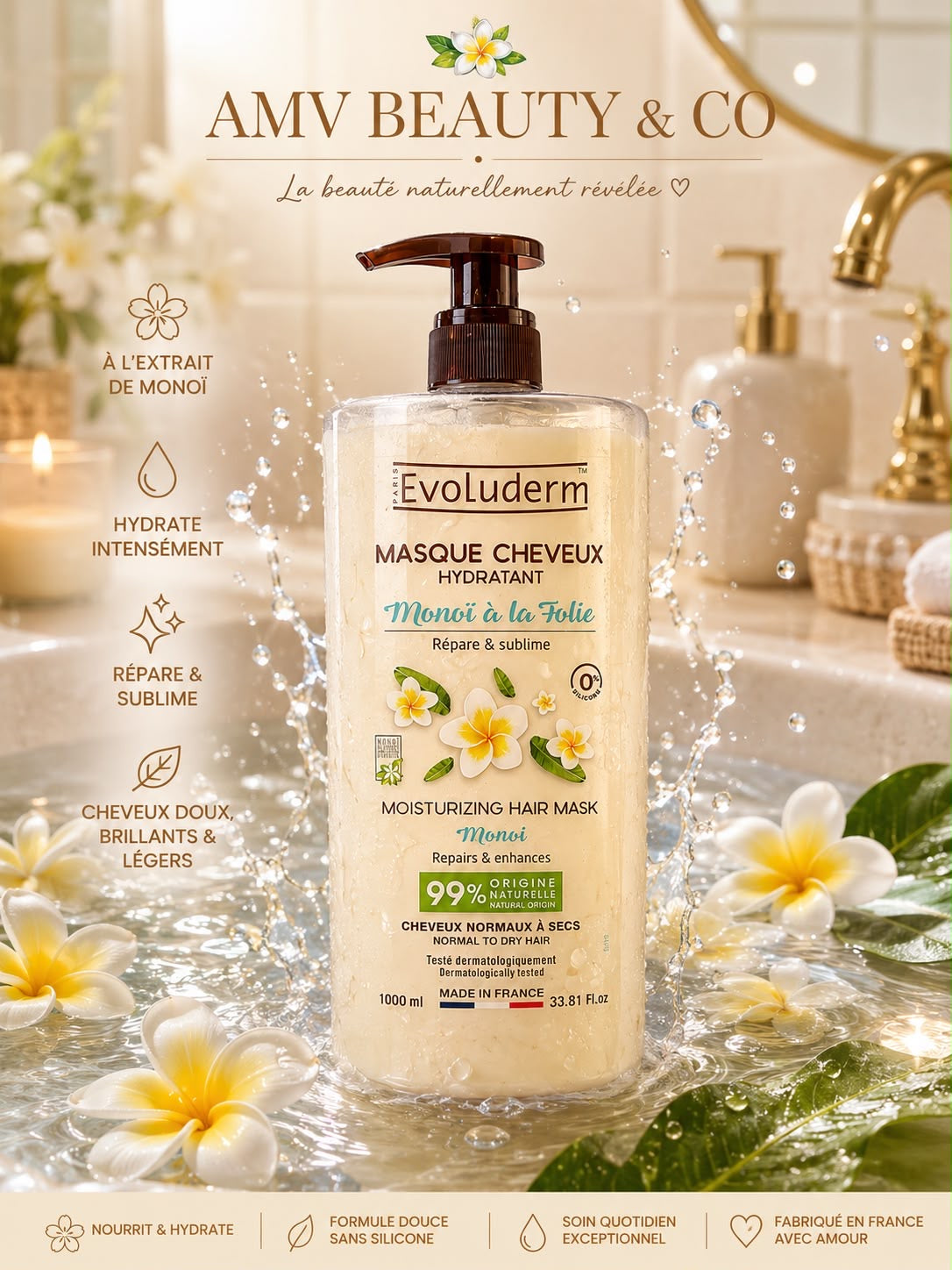 Masque cheveux evoluderm  1000 ml