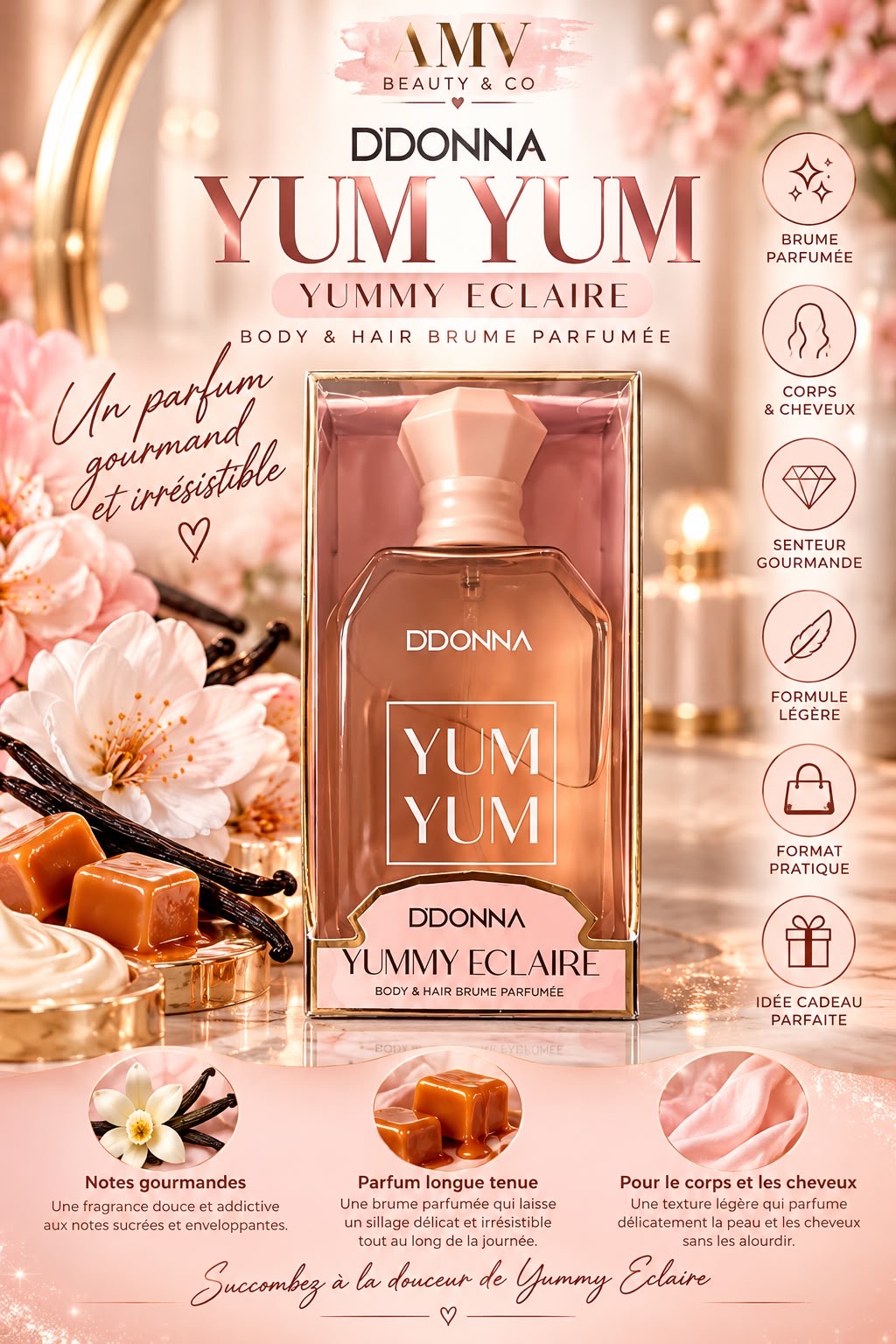 Brume parfumée odeur caramel & vanille gourmand 🤎