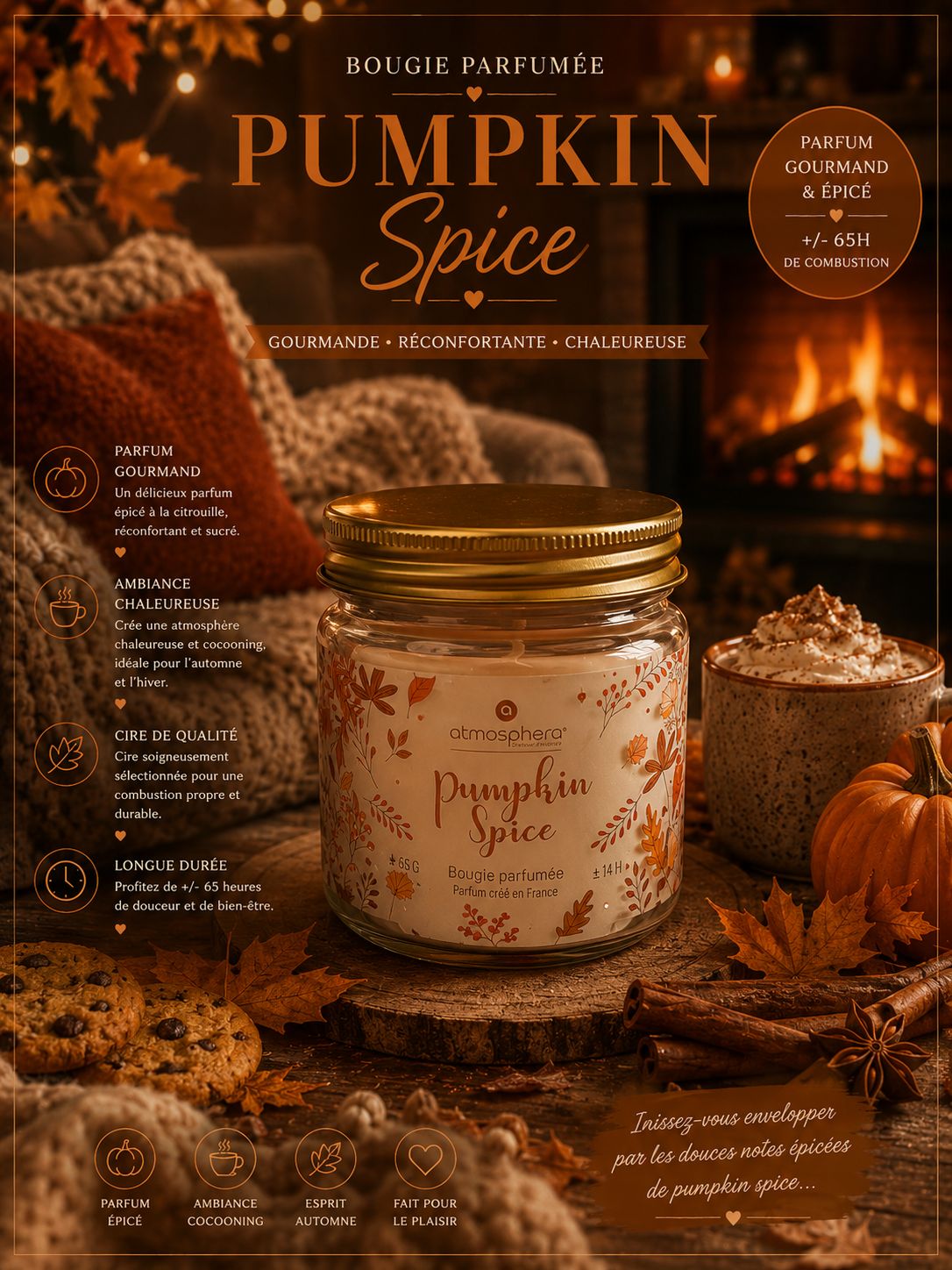 Bougie parfumée pumpkin spice Blanche
