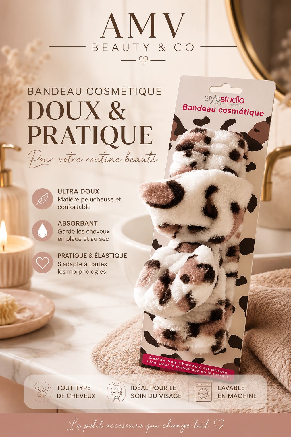 Bandeau cosmétique doux & pratique 🤎
