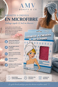 Serviette à cheveux en microfibre rose et Blanche 👩🏼🩷🤍