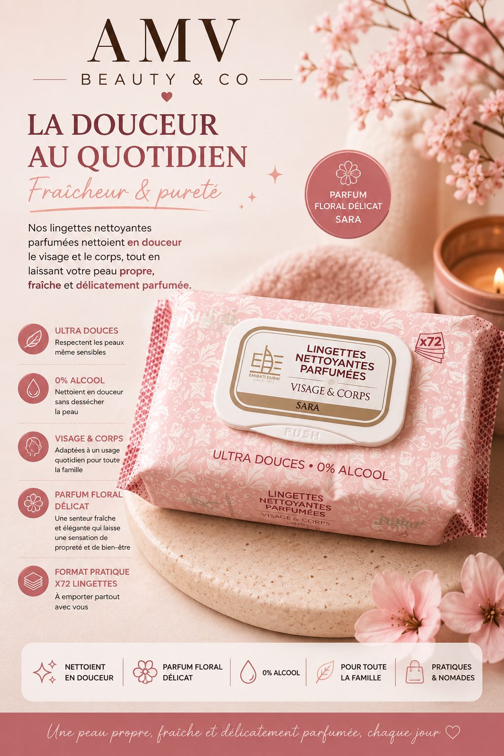 Lingette nettoyante parfumée visage & corps 💞