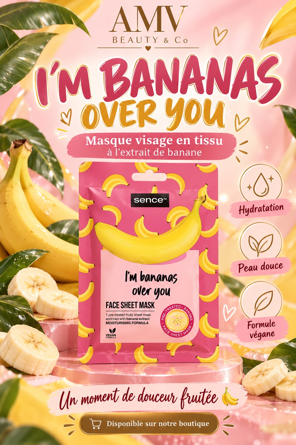 Masque visage en tissu motif banane 🍌💛
