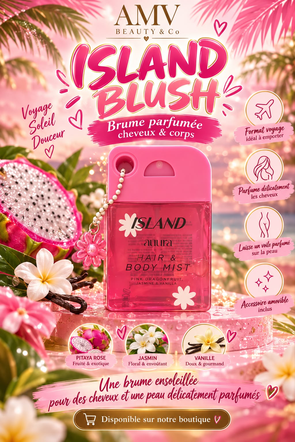 Brume parfumée cheveux & corps pitaya, jasmin, vanille 🩷