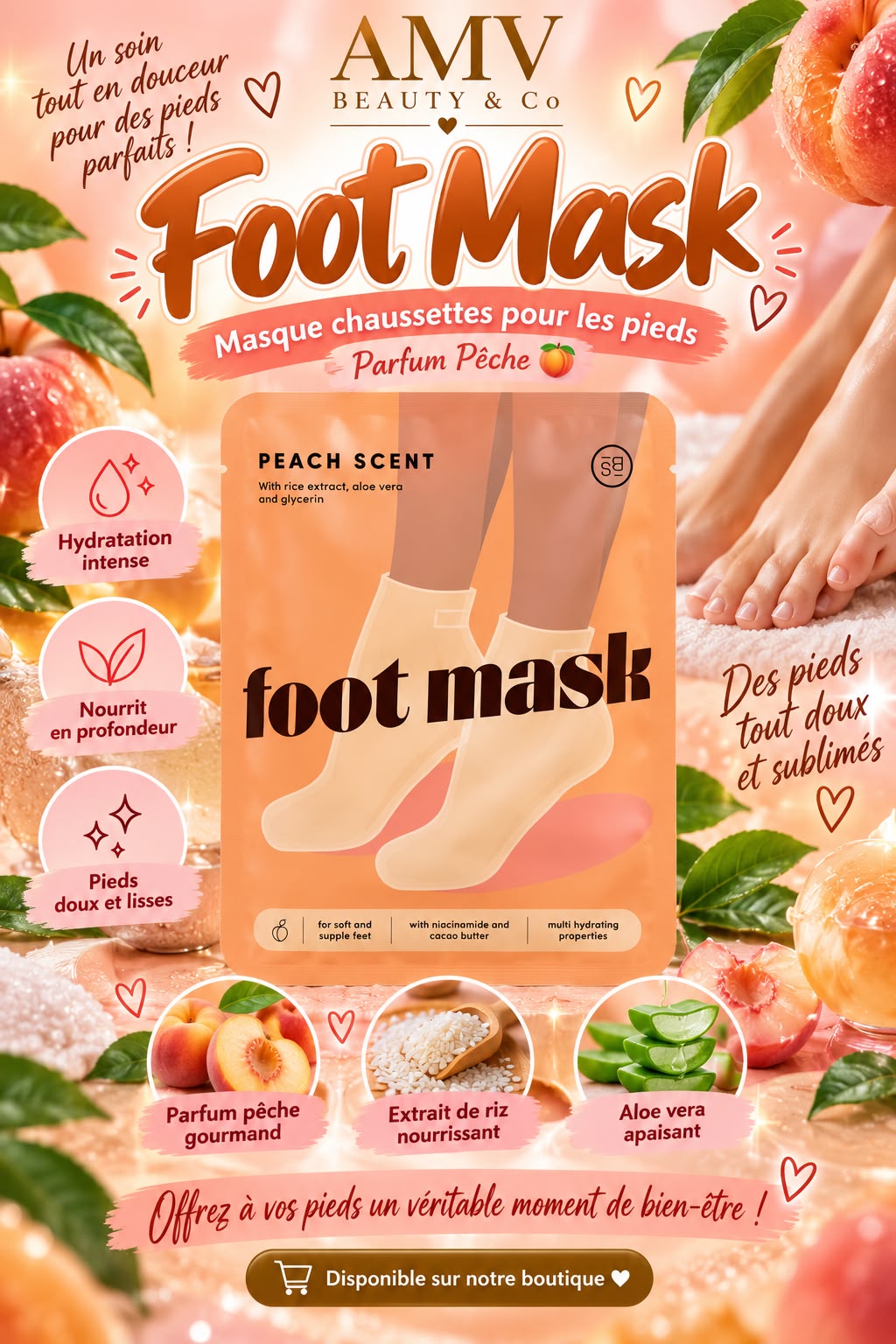 Masque pieds à la pêche 🍑