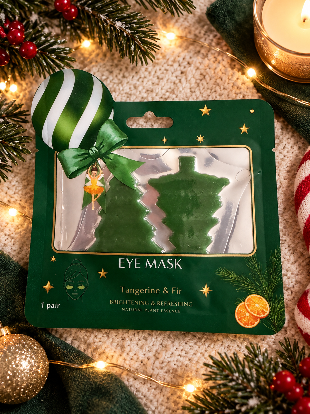 Patch yeux en motif sapin senteur mandarine et sapin 🍊 🌲