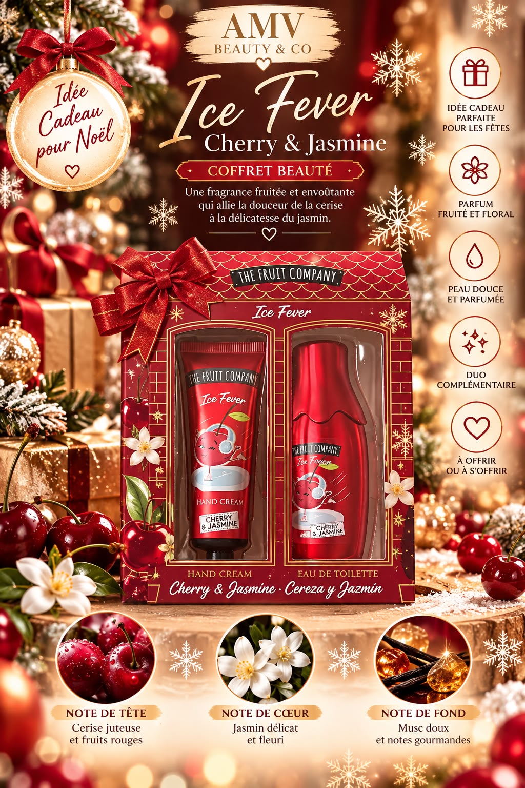 Coffret beauté cherry & Jasmin crème main & Eau de parfum 🍒