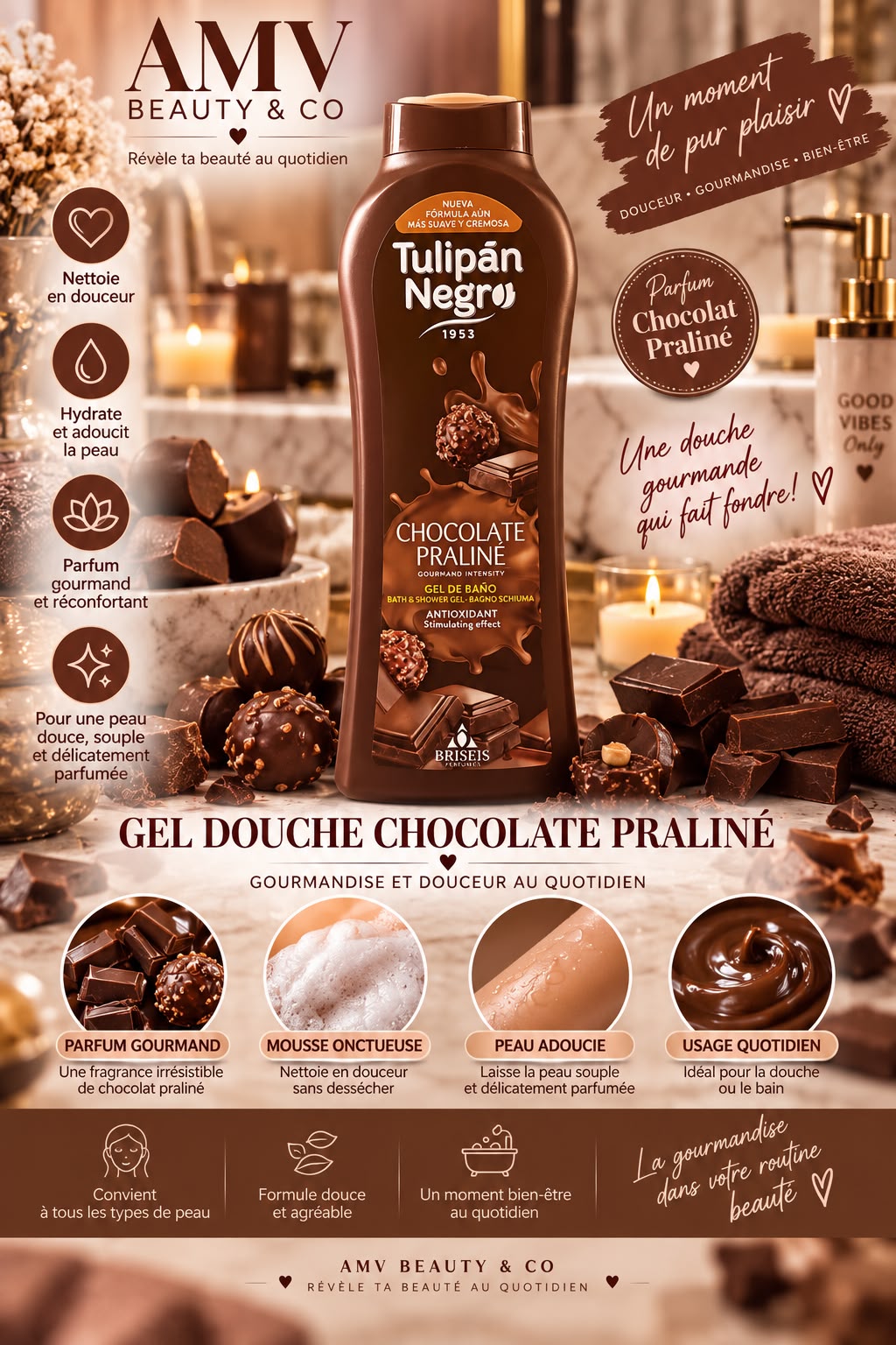 Gel douche Tulipan Negro chocolat praliné 🍫