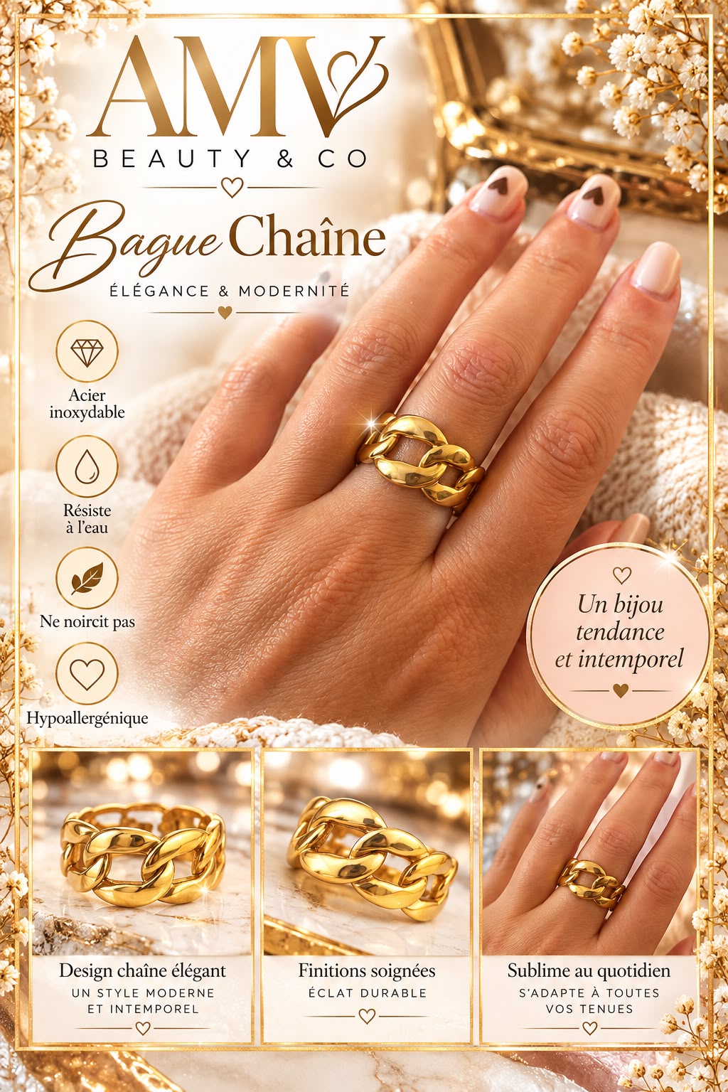Bague chaîne réglable
