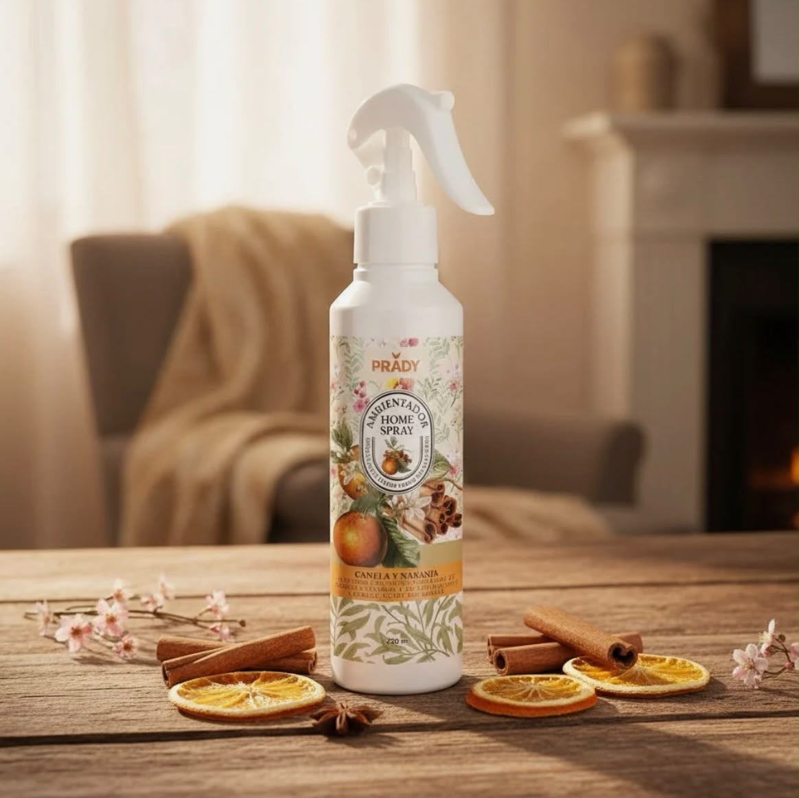 Spray d'ambiance maison tissu et voiture cannelle orange 220 ML
