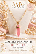 Collier pendentif cristal rose 🩷